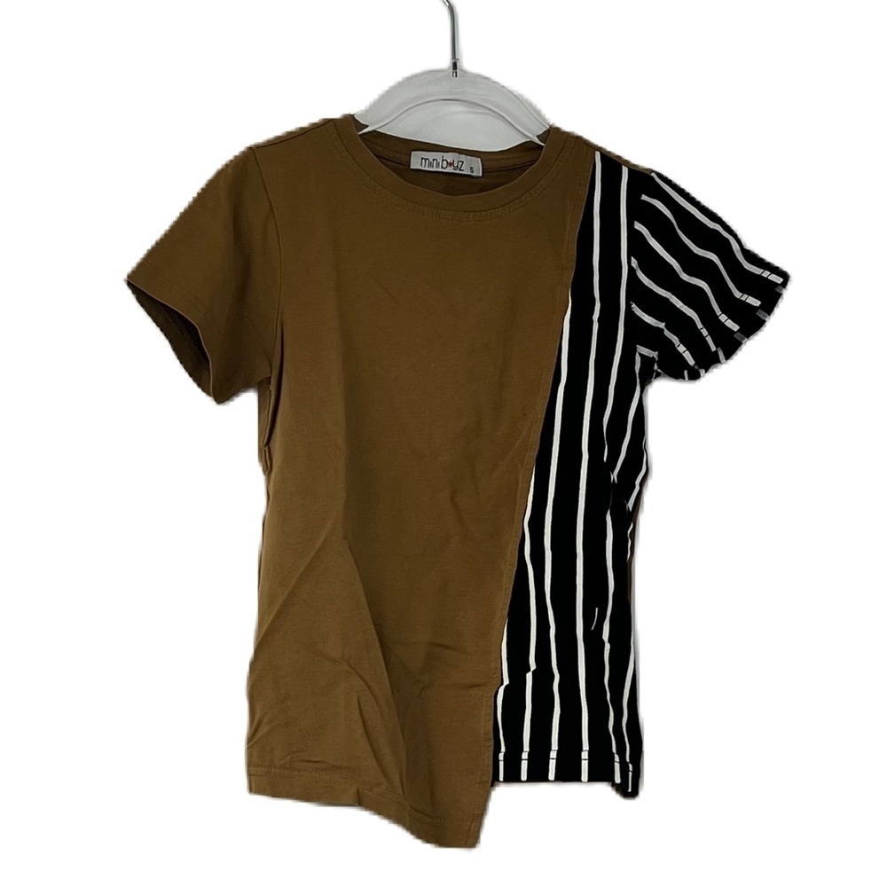 Miniboyz Boy Shortsleeve Tshirt Beige Solid Black White Stripe sz5